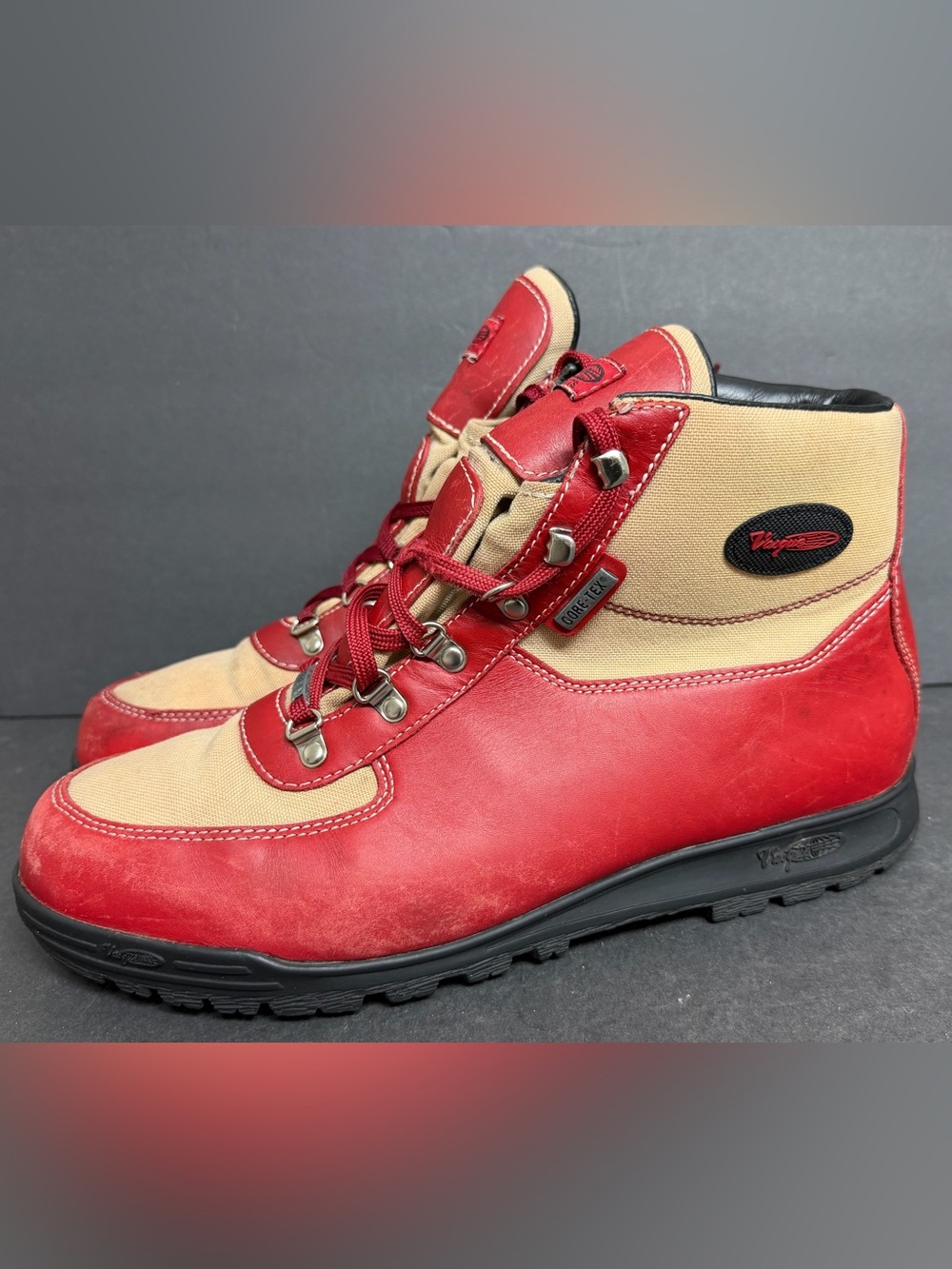 Vasque Skywalker GTX Gore-Tex Leather Hiking Boots Sz 13 Red Tan SUPER RARE ACG